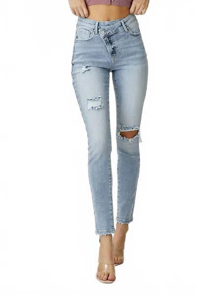 Risen Plus Size Crossover Relaxed Skinny In Light Denim In Blue
