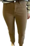 Risen Raw Hem Side Slit Straight Jeans In Cocoa In Multi