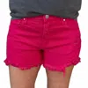 Risen Rebecca Mid Rise Fuchsia Denim Shorts In Pink In Pink
