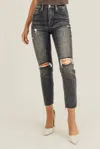 Risen Reed High Rise Relaxed Fit Skinny Jean In Dark Grey Wash In Multi