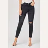 Risen Relaxed Skinny Distressed Jeans In Black In Black