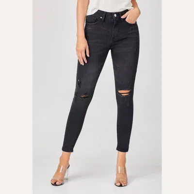 Risen Relaxed Skinny Distressed Jeans In Black