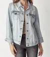 Risen Relaxed Vintage Distressed Denim Jacket In Light Wash In Blue