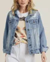 Risen Relaxed Vintage Distressed Jacket In Medium Wash In Multi
