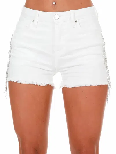 Risen Rhinestone Shorts In White