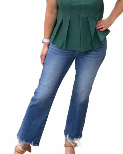 Risen Riley Straight Leg Jeans In Medium Wash In Blue