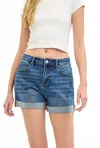 Risen River Run High Rise Cuffed Shorts In Dark In Black