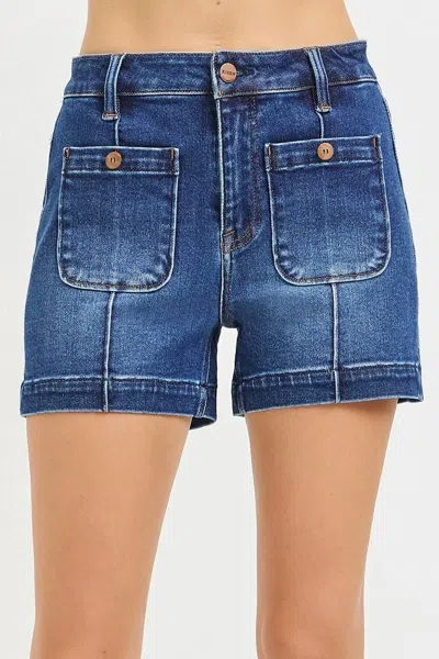 Risen Rizza Patch Pocket Denim Shorts In Blue