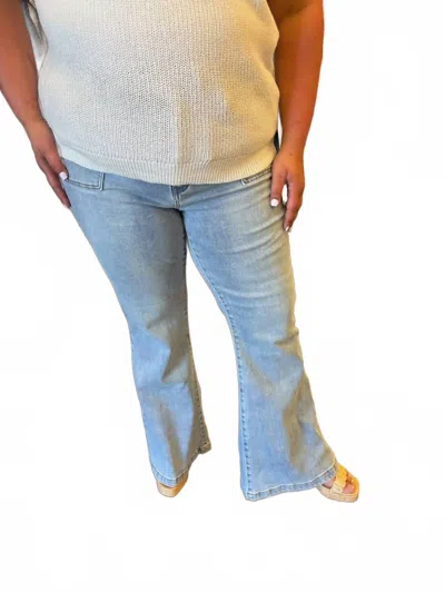 Risen Rowan High Rise Flare Jean - Plus In Light Wash In Blue