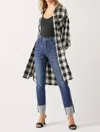 Risen Rubie Buffalo Check Long Shacket Dress In Black Multi In Multi