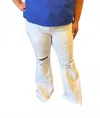 Risen Ruby Release Hem Flare Jean - Plus In White In White