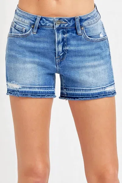 Risen Shadow Low Rise Jean Shorts In Medium Blue