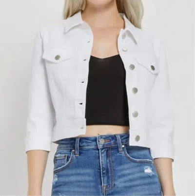 Risen Shirring Sleeve Crop Jacket In White