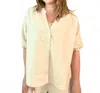 Risen Short Ruffle Sleeve Button Down Top In Oatmeal In Yellow