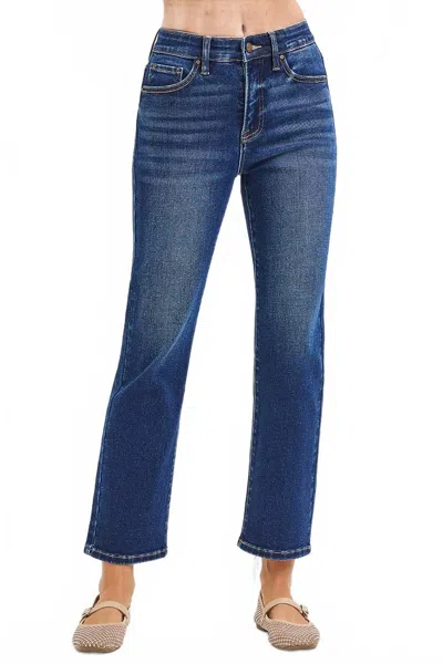 Risen Sophia High Rise Crop Straight Jeans In Blue
