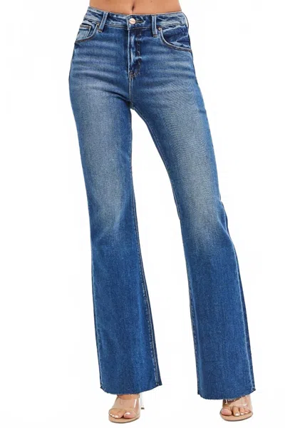 Risen Southside Raw Cut Hem Flare Jeans In Blue In Multi