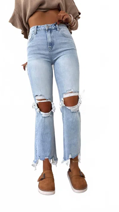 Risen Stevie Straight Leg Jean In Light Wash In Blue