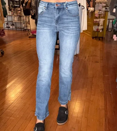 Risen Straight Leg Denim Jeans In Blue
