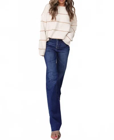 Risen Straight Leg High-rise Jean In Dark Wash In Blue
