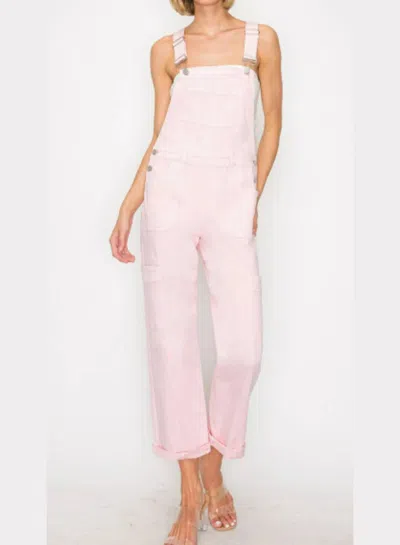 Risen Straight Leg Utility Overalls In Pink