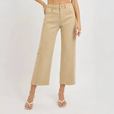 Risen Sunsent High Rise Wide Leg Barrel Jeans In Latte In Multi