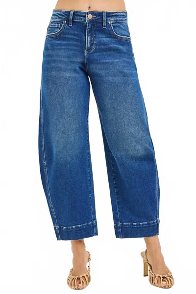 Risen Sunset Barrel Jeans In Med Wash In Blue