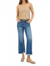Risen Tatum Mid Rise Crop Straight Jeans In Medium Blue Wash In Multi
