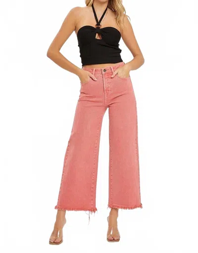 Risen Tatum Tummy Control Wide Leg Crop Jean - Plus In Peach In Pink