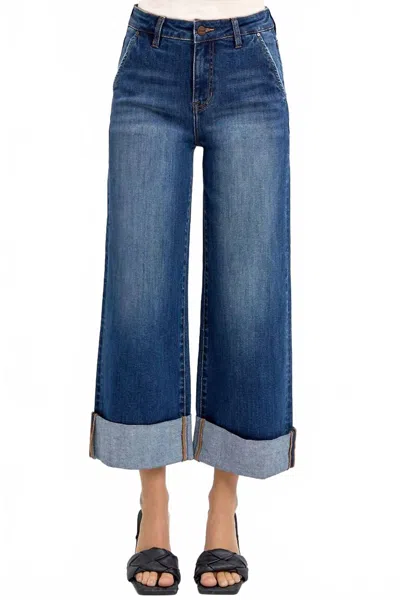 Risen Tc High Rise Ankle Jeans In Dark In Blue