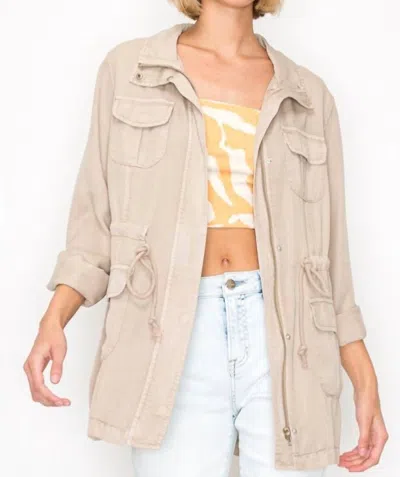 Risen Tencel Anorak Jacket In Taupe In White