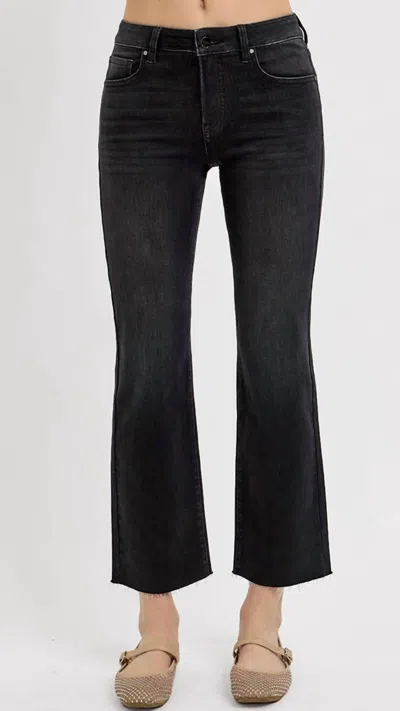 Risen Tennessee Mid Rise Straight Jeans In Black In Blue