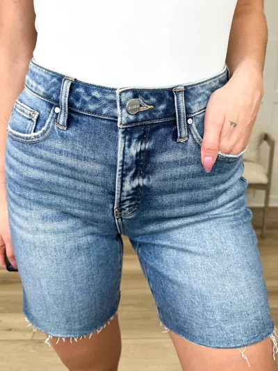 Risen Tilly Tummy Control Denim Shorts In Medium Wash In Blue