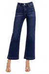 Risen Tinsley Tummy Control High Rise Crop Wide Jeans In Blue In Animal Print