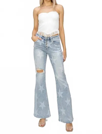 Risen Tiny Glory Flared Jeans In Blue