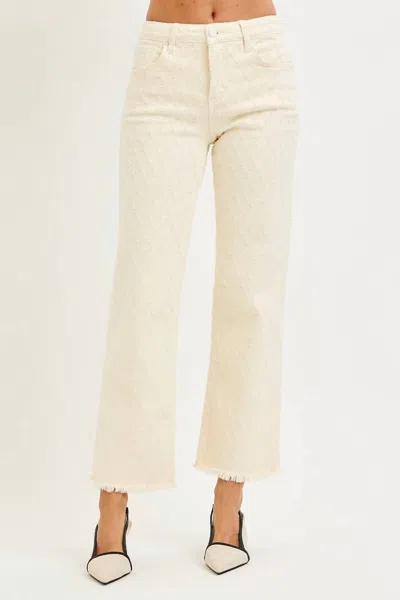 Risen Tori High Rise Ankle Textured Jeans In Ivory In Metallic