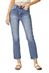 Risen Traci High Rise Crop Straight Jeans In Medium Blue In Blue