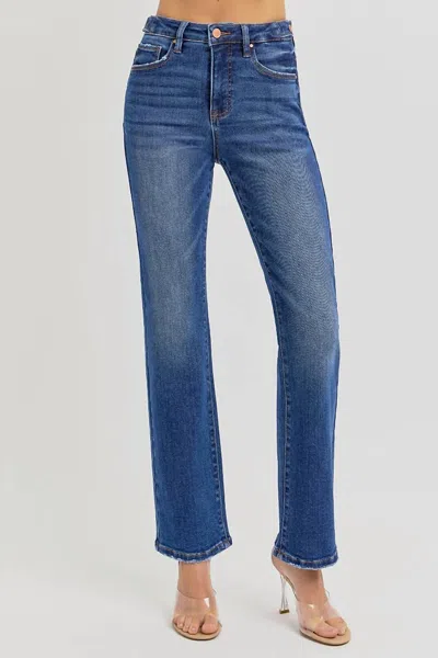 Risen Tummy Control High Rise Jeans In Dark In Blue