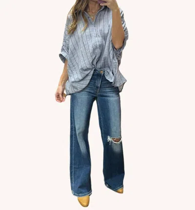 Risen Tummy Control High Rise Jeans In Denim Blue