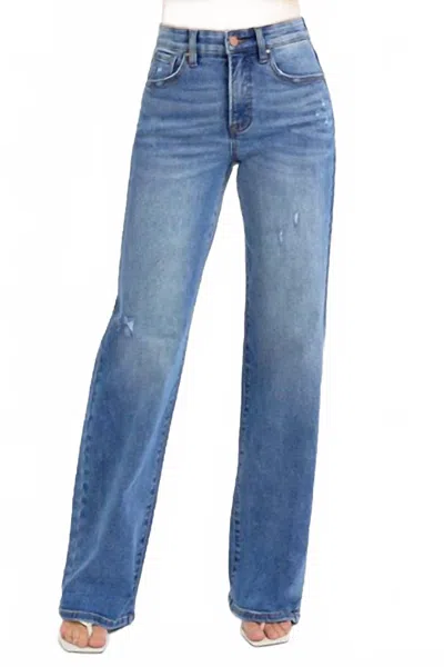 Risen Tummy Control High Rise Wide Leg Jeans In Blue