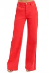 Risen Tummy Control High Rise Wide Pant In Fiesta In Red