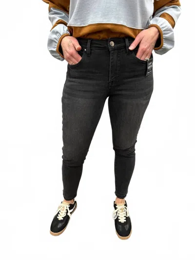 Risen Tummy Control Mid Rise Crop Skinny Jeans In Black