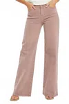 Risen Tummy Control Wide Leg Jean In Mauve In Brown