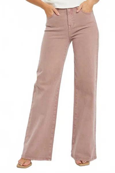 Risen Tummy Control Wide Leg Jean In Mauve In Brown