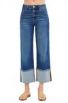 Risen Twist & Shout Wide Cuffed Jeans In Dark In Blue