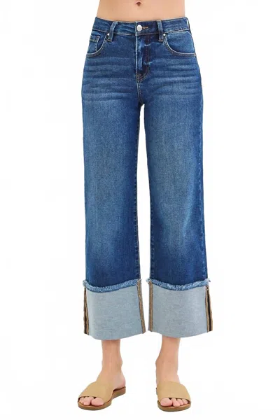 Risen Twist & Shout Wide Cuffed Jeans In Dark In Blue