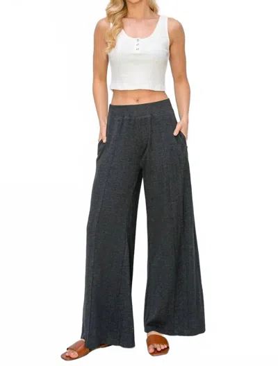 Risen Ultra Soft Loungewear Wide Pant In Charcoal In Black