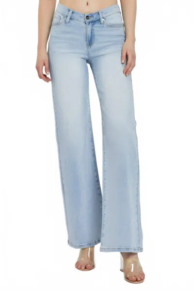 Risen Vecca V Waist Wide Leg Jeans In Light Blue