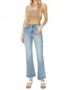 Risen Vintage Frayed Hem Bootcut Jeans In Light Wash In Blue