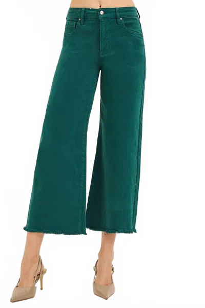 Risen Wide Leg Cropped Jeans In Hunter Green