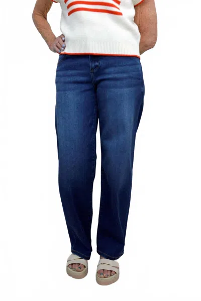 Risen Wide Leg Jeans In Dark Wash In Blue